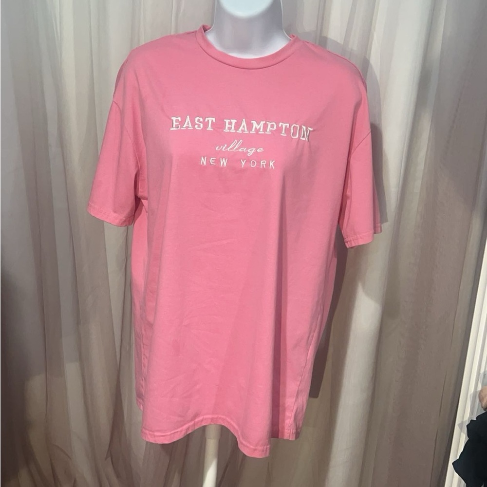 East Hampton Letter Oversized Baggy Tee Shirt